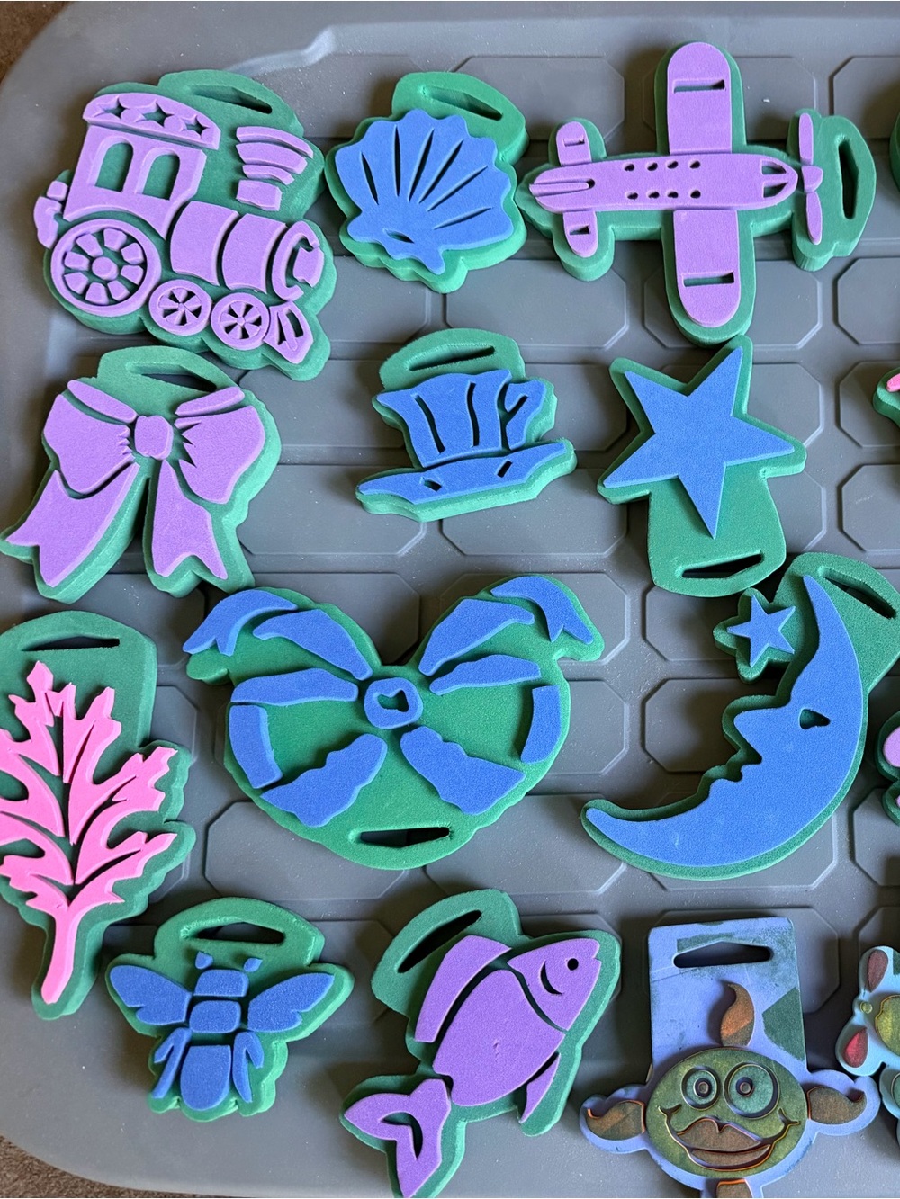 Kids Foam Shape Set - Assorted Purple, Blue, Green Shapes